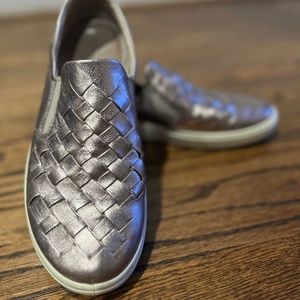 Silver Soft Woven Leather Ecco Slip Ons